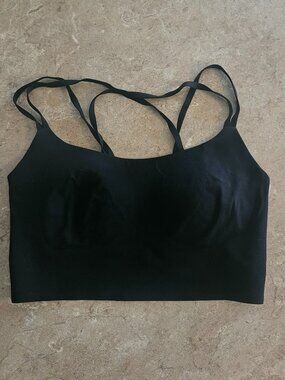 Aerie Black Strappy Sports Bra Womens XS Seamless Light Support